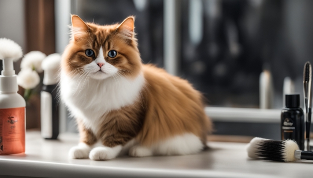 Munchkin cat grooming